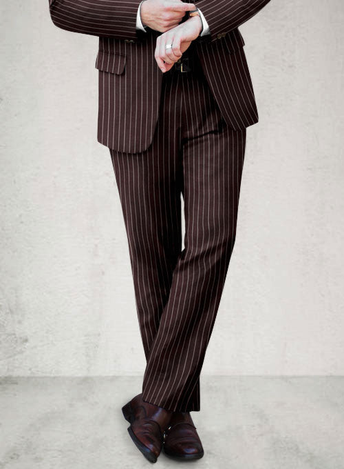 Napolean Brown Stripe Wool Suit - StudioSuits