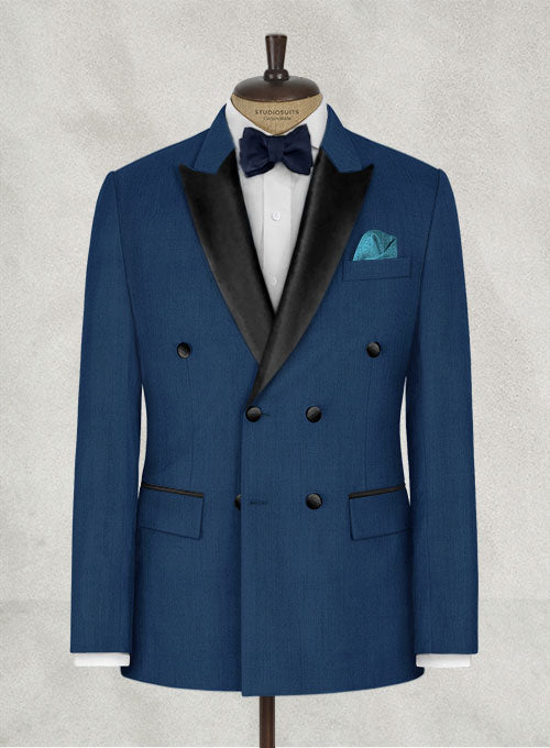Napolean Casa Blue Wool Tuxedo Jacket Double Breasted - StudioSuits