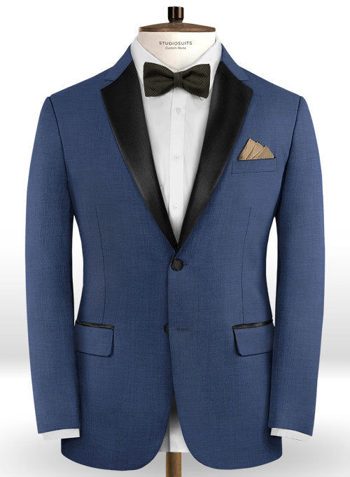 Napolean Cosmo Blue Wool Tuxedo Jacket - StudioSuits