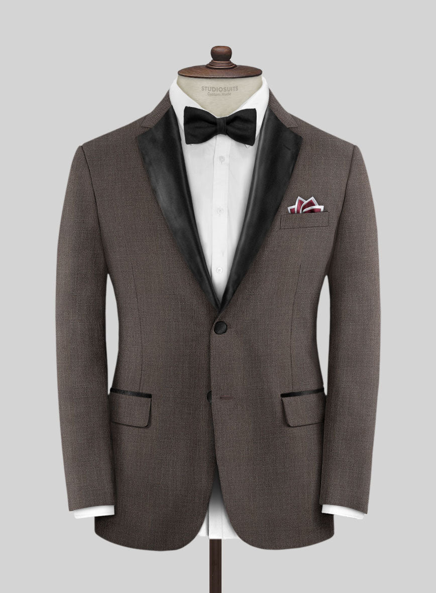 Napolean Couture Brown Wool Tuxedo Suit - StudioSuits