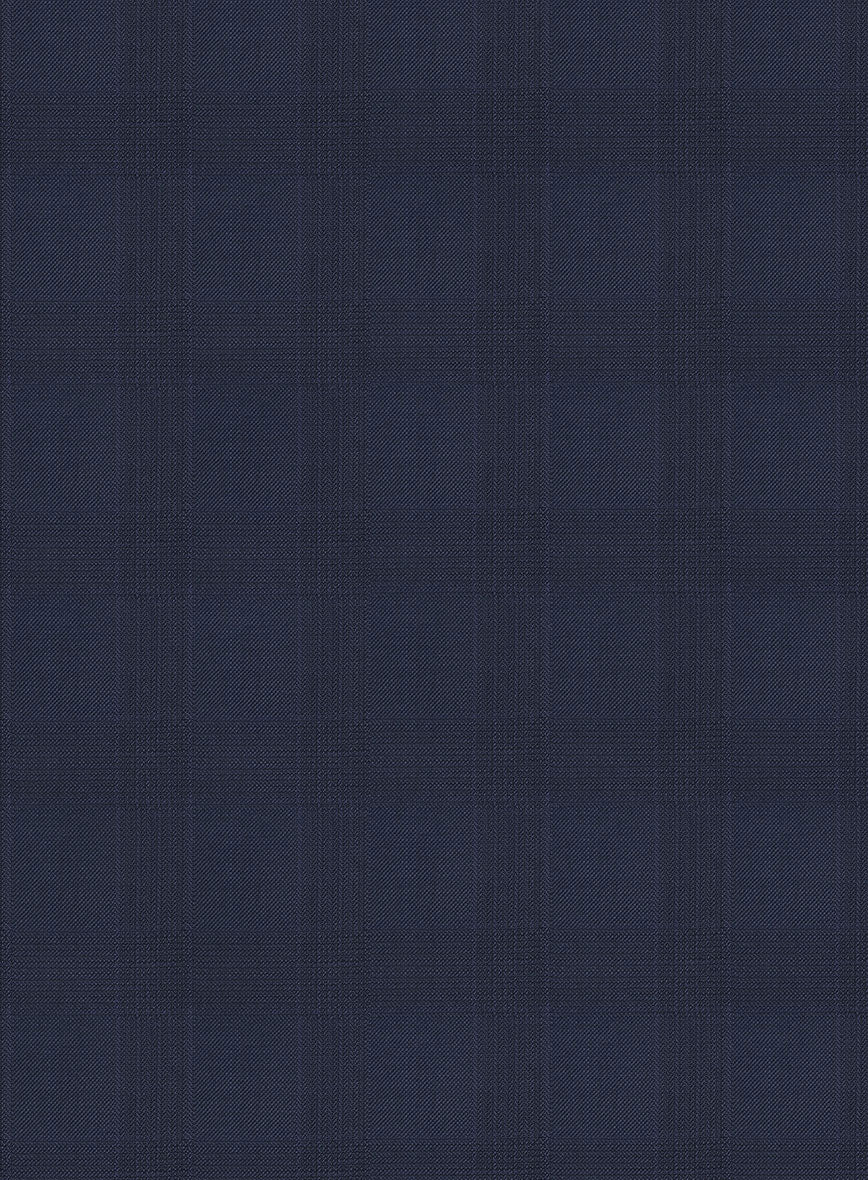 Napolean Dark Blue Glen Pants - StudioSuits