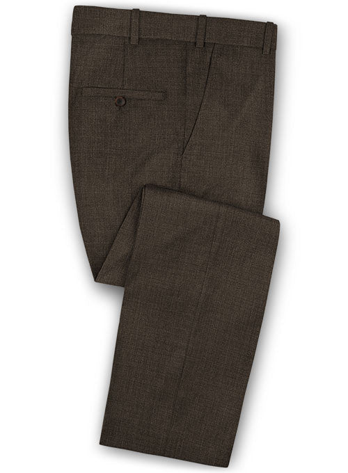 Napolean Sharkskin Dark Brown Wool Pants - StudioSuits