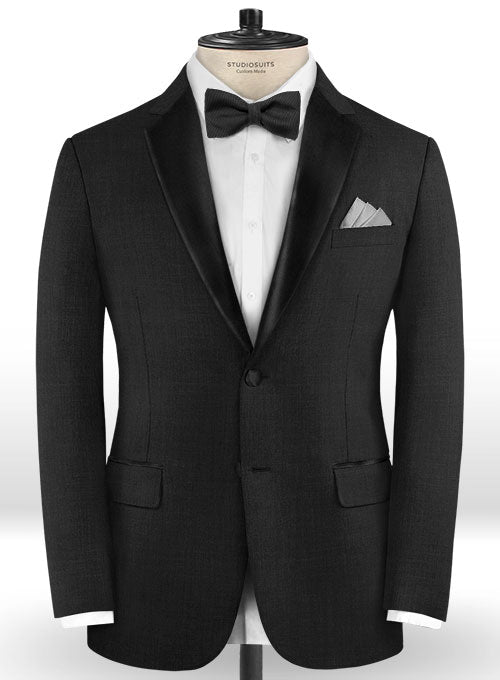 Napolean Dark Charcoal Wool Tuxedo Suit - StudioSuits