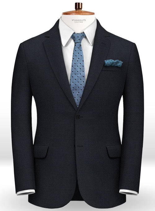 Napolean Dk Blue Mini Checks Wool Suit - StudioSuits