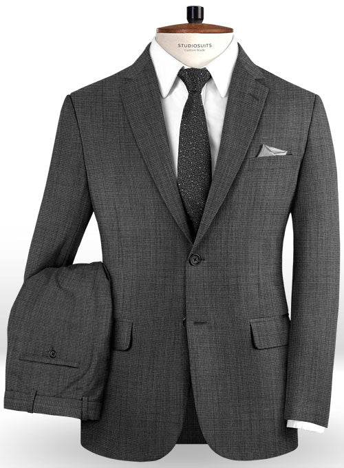 Napolean Dark Gray Pinhead Wool Suit - StudioSuits