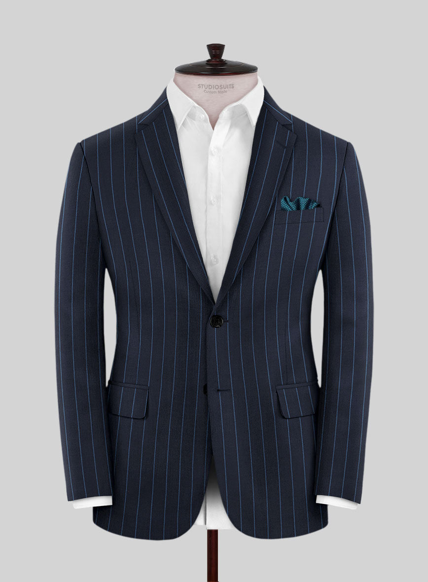 Napolean Eloyi Stripe Blue Wool Jacket - StudioSuits