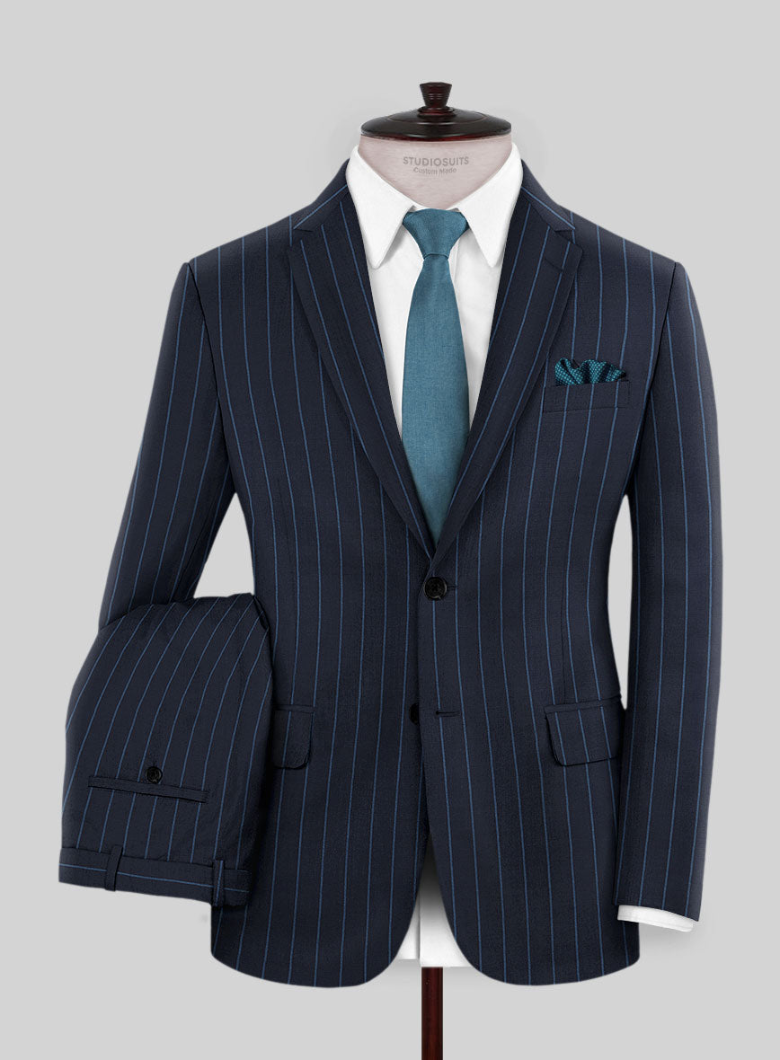 Napolean Eloyi Stripe Blue Wool Suit - StudioSuits