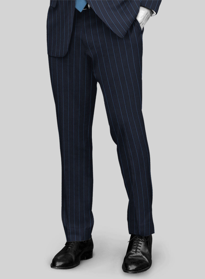 Napolean Eloyi Stripe Blue Wool Pants - StudioSuits