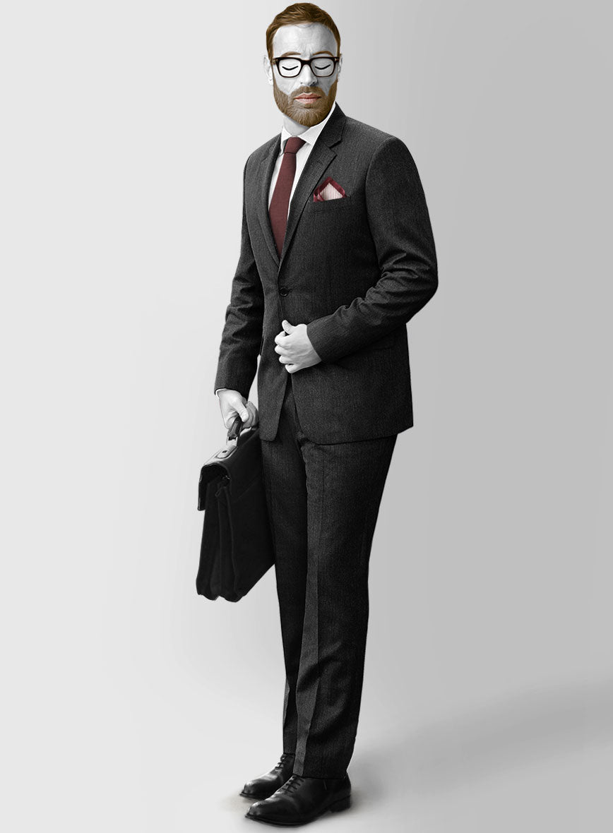 Napolean English Dark Charcoal Wool Suit - StudioSuits