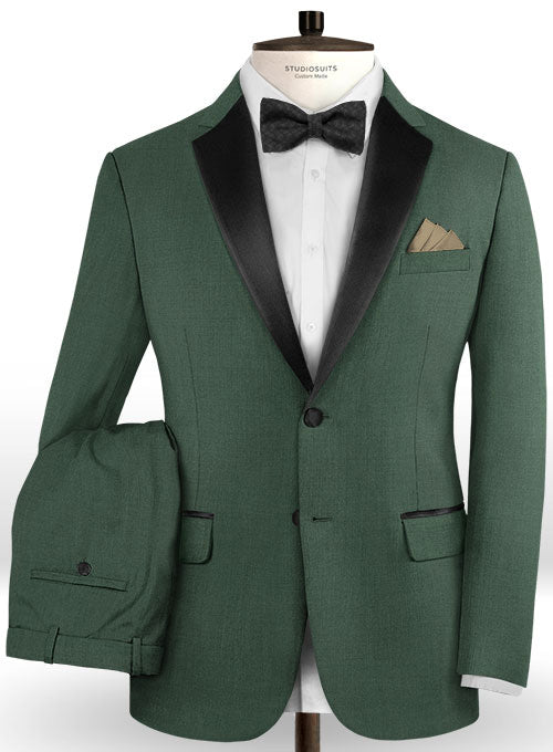 Napolean Green Wool Tuxedo Suit - StudioSuits