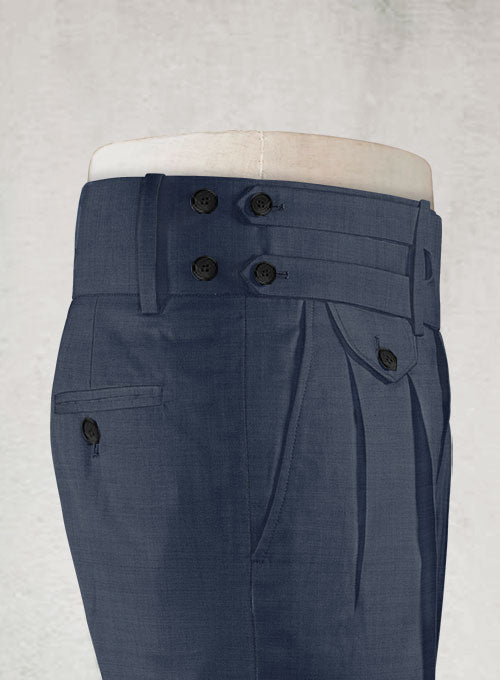 Napolean Highball Blue Double Gurkha Wool Trousers - StudioSuits