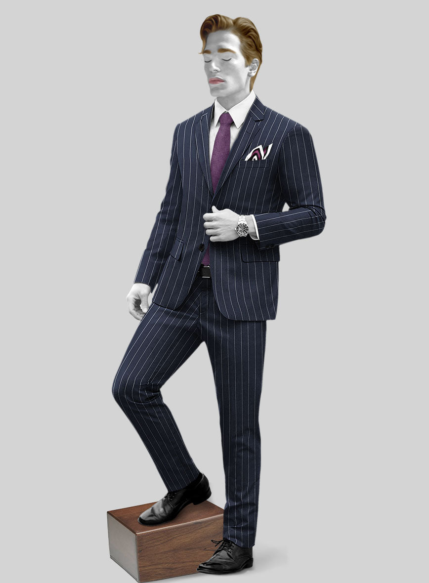 Napolean Ikel Stripe Space Blue Wool Suit - StudioSuits