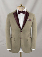 Napolean Infantary Khaki Wool Tuxedo Suit - StudioSuits