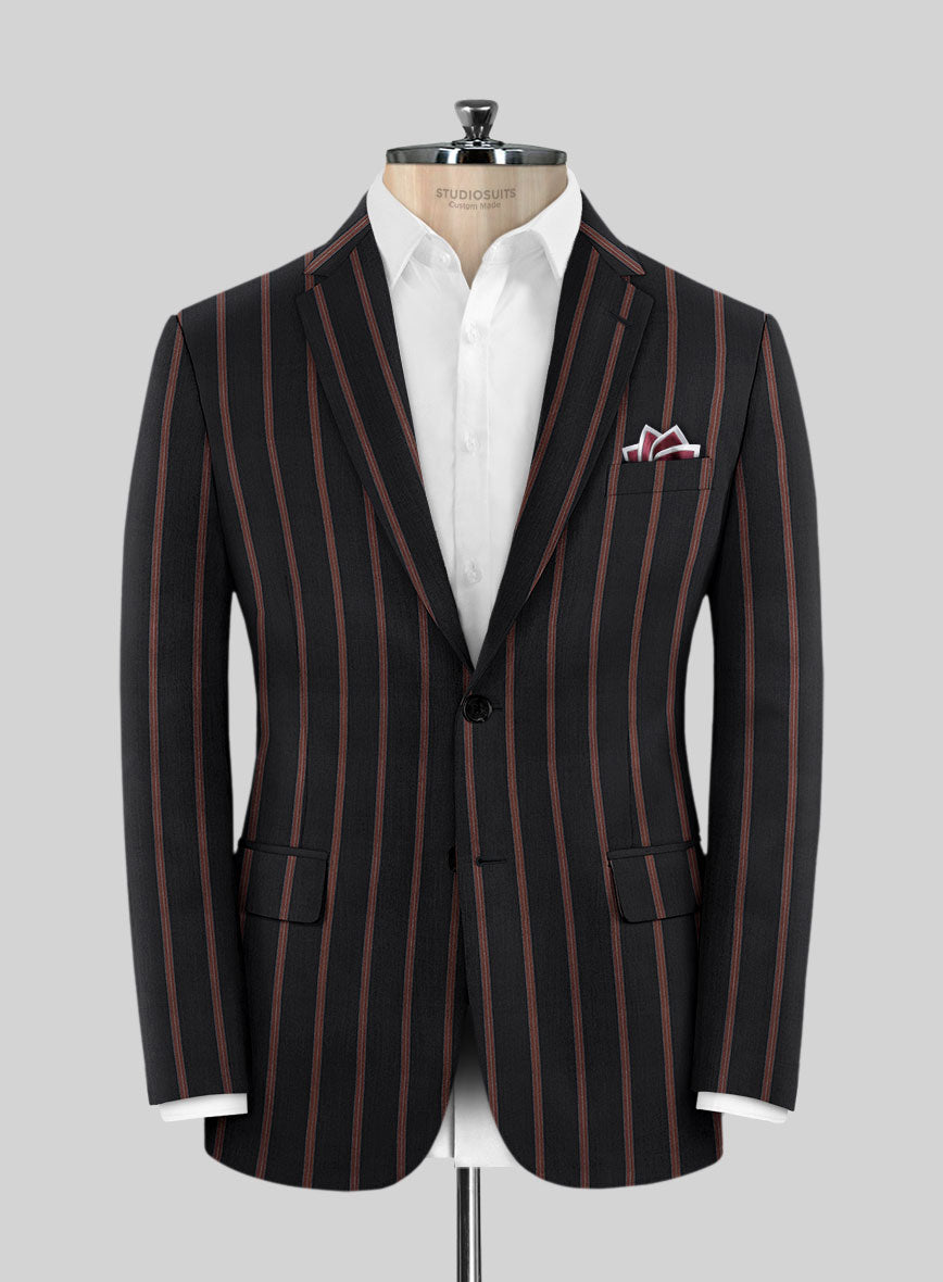 Napolean Ipai Stripe Black Wool Jacket - StudioSuits