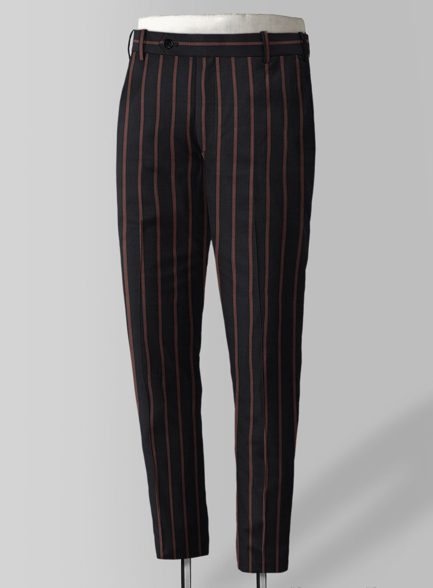 Napolean Ipai Stripe Black Wool Pants - StudioSuits