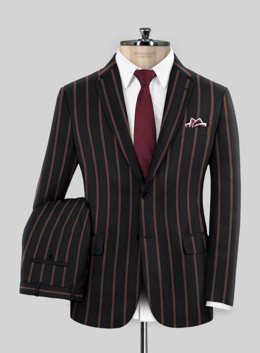 Napolean Ipai Stripe Black Wool Suit - StudioSuits