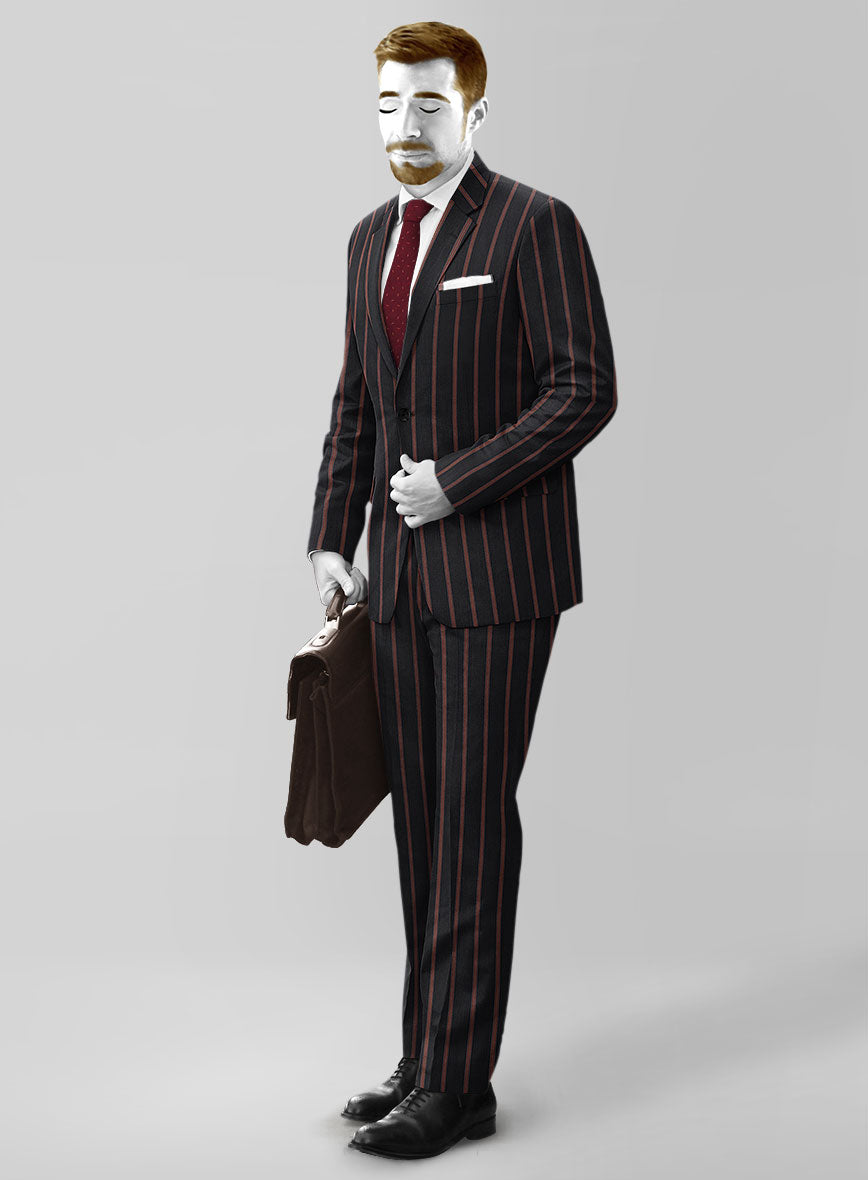 Napolean Ipai Stripe Black Wool Suit - StudioSuits