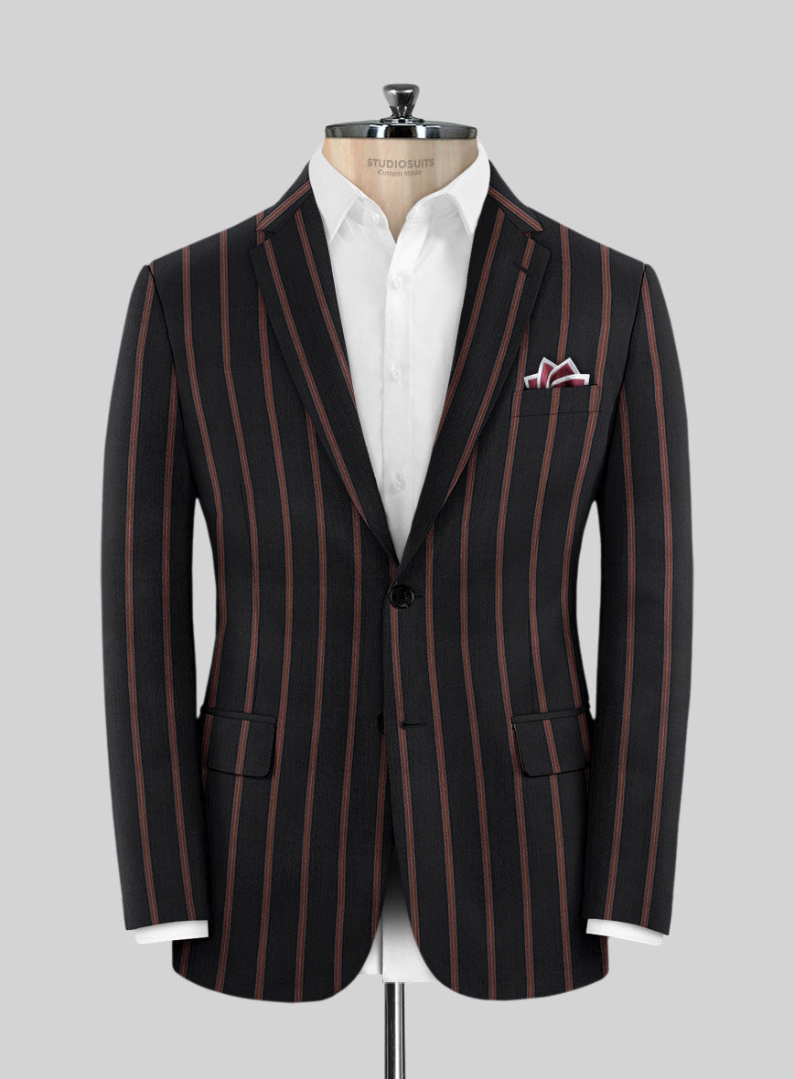 Napolean Ipai Stripe Black Wool Suit - StudioSuits