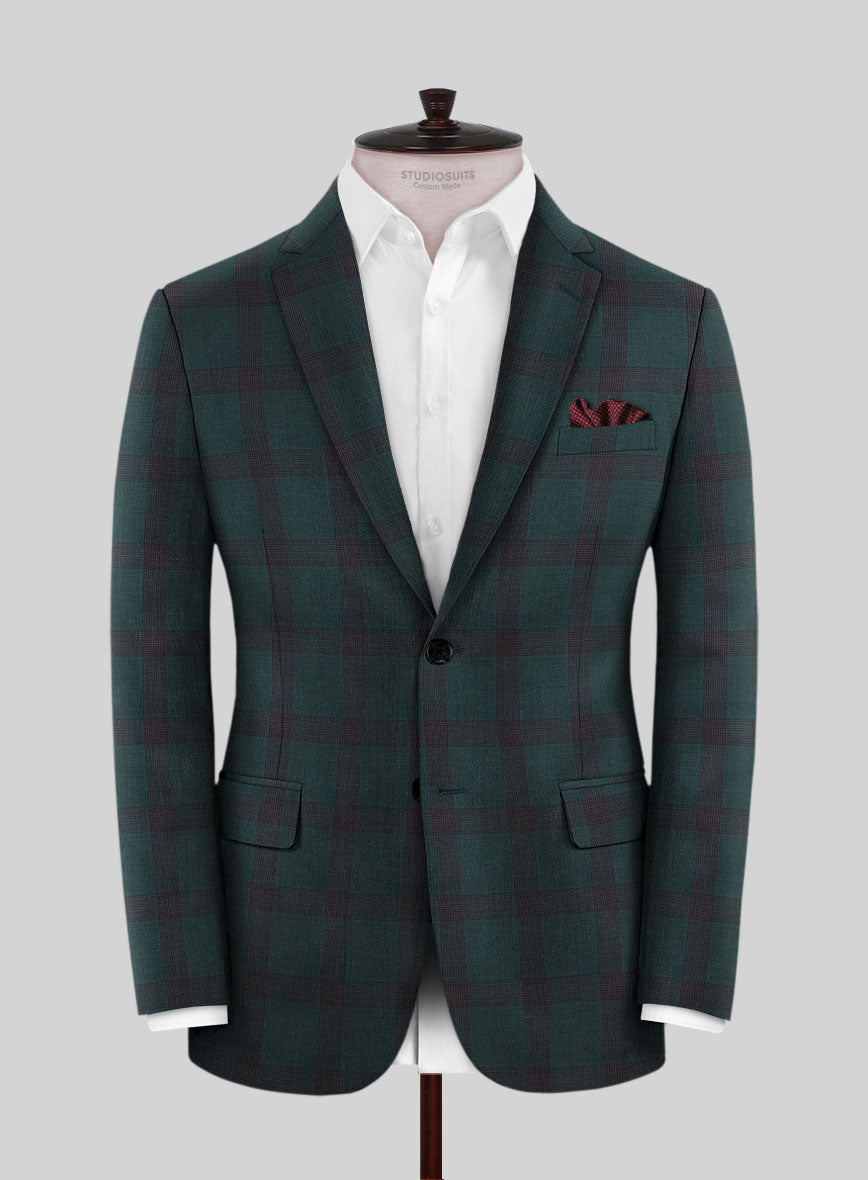 Napolean Knight Green Check Wool Jacket - StudioSuits