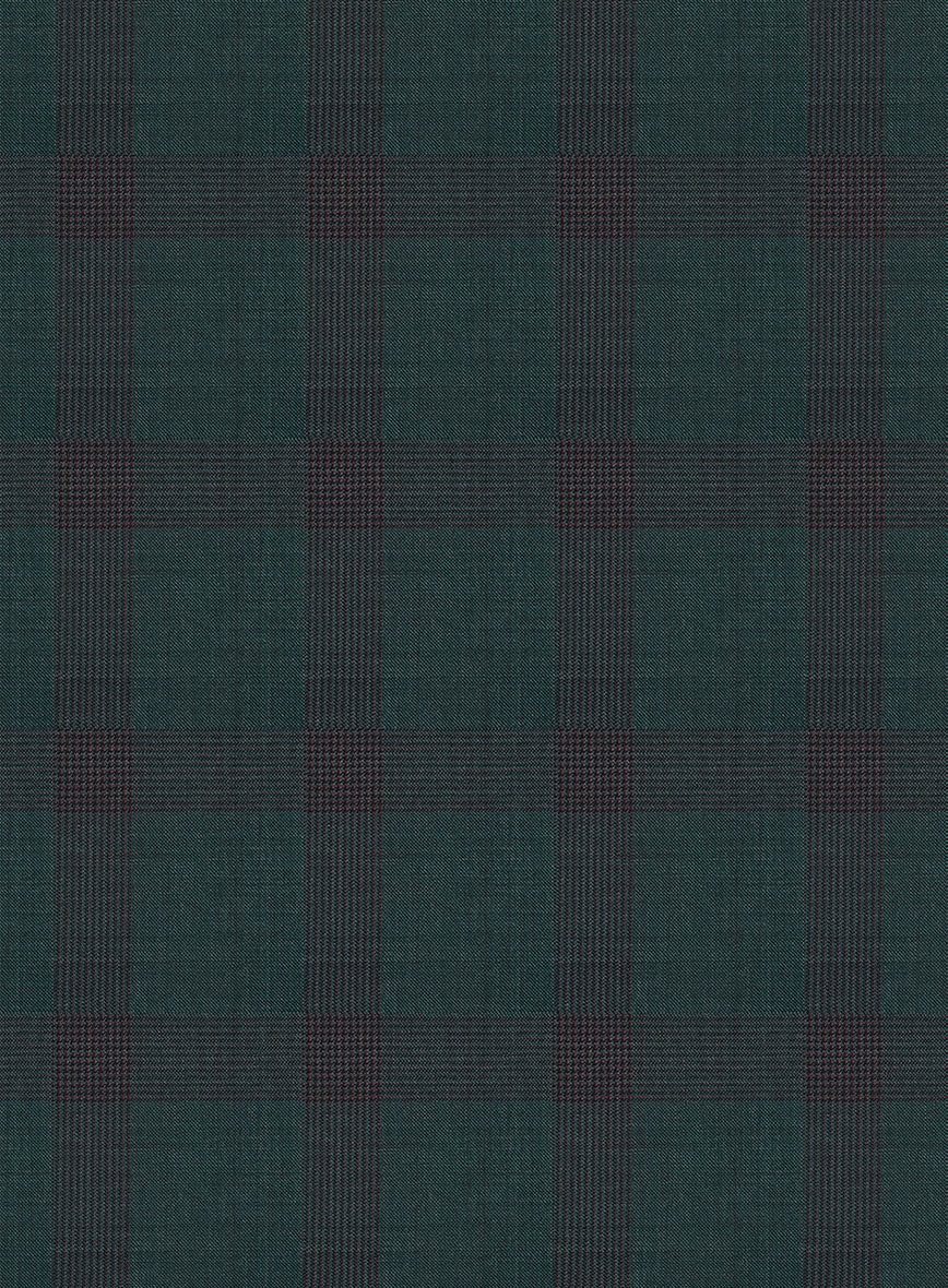 Napolean Knight Green Check Wool Pants - StudioSuits