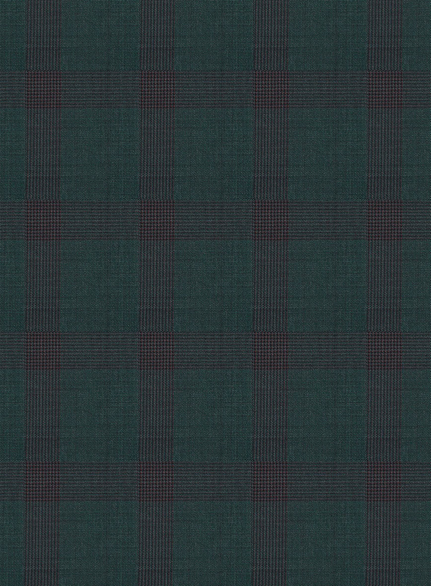 Napolean Knight Green Check Wool Pants - StudioSuits