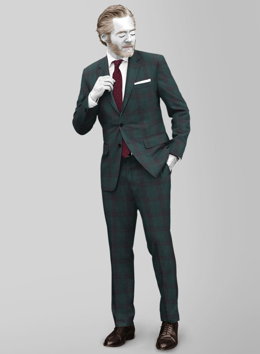 Napolean Knight Green Check Wool Suit - StudioSuits