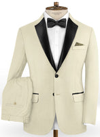 Napolean Light Beige Wool Tuxedo Suit - StudioSuits