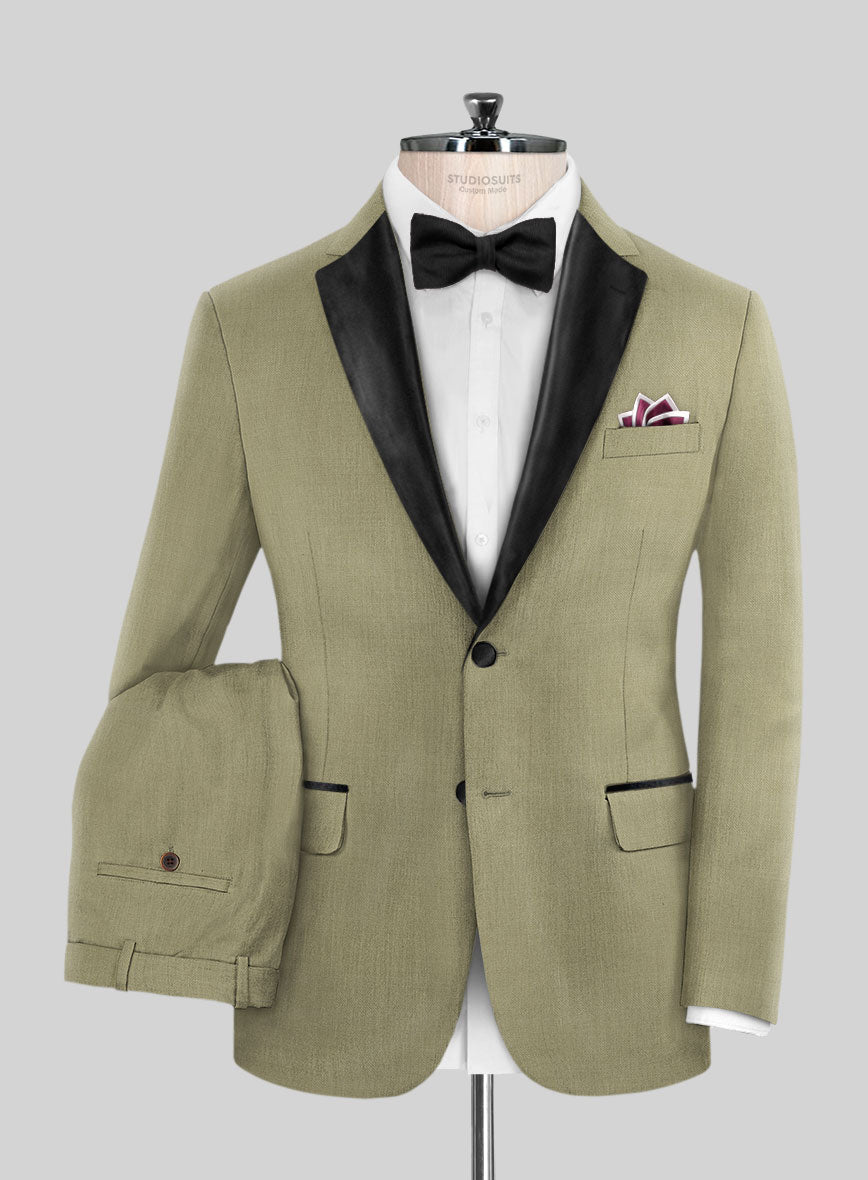 Napolean Light Khaki Wool Tuxedo Suit - StudioSuits