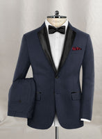 Napolean Mini Houndstooth Blue Wool Tuxedo Suit - StudioSuits