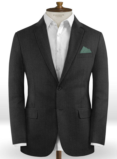 Napolean Mini Stripe Charcoal Wool Suit - StudioSuits