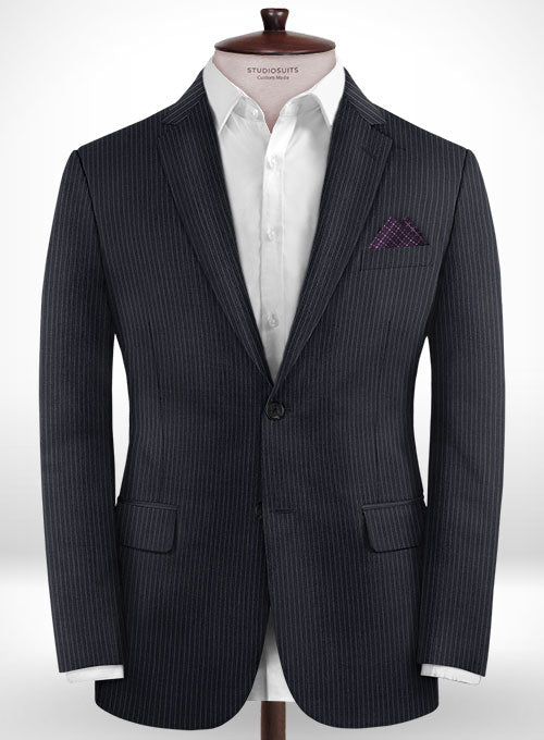 Napolean Mini Stripe Dark Blue Wool Jacket - StudioSuits