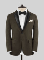 Napolean Mud Brown Wool Tuxedo Jacket - StudioSuits
