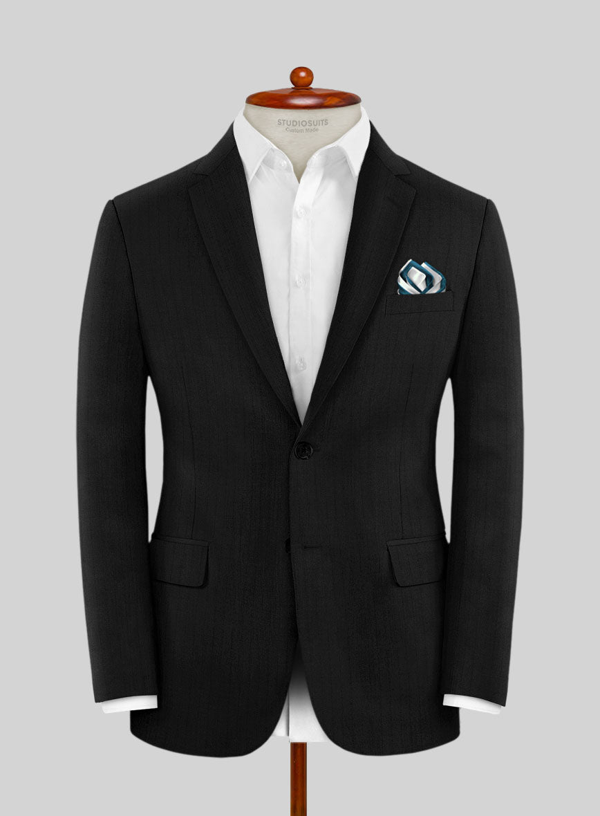 Napolean Party Stripe Black Wool Suit - StudioSuits
