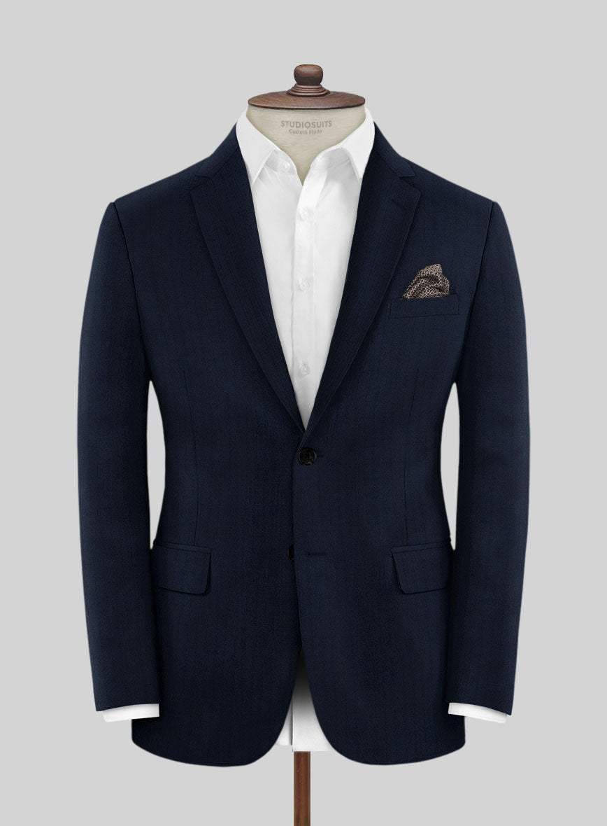 Napolean Party Stripe Blue Wool Suit - StudioSuits