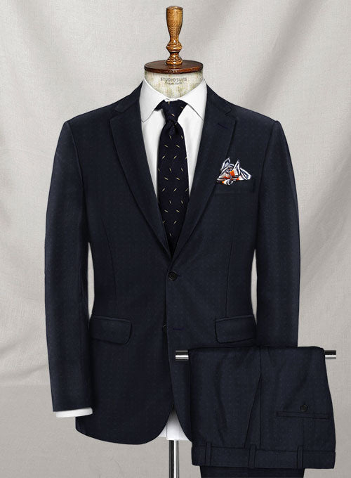 Napolean Polka Blue Wool Suit - StudioSuits