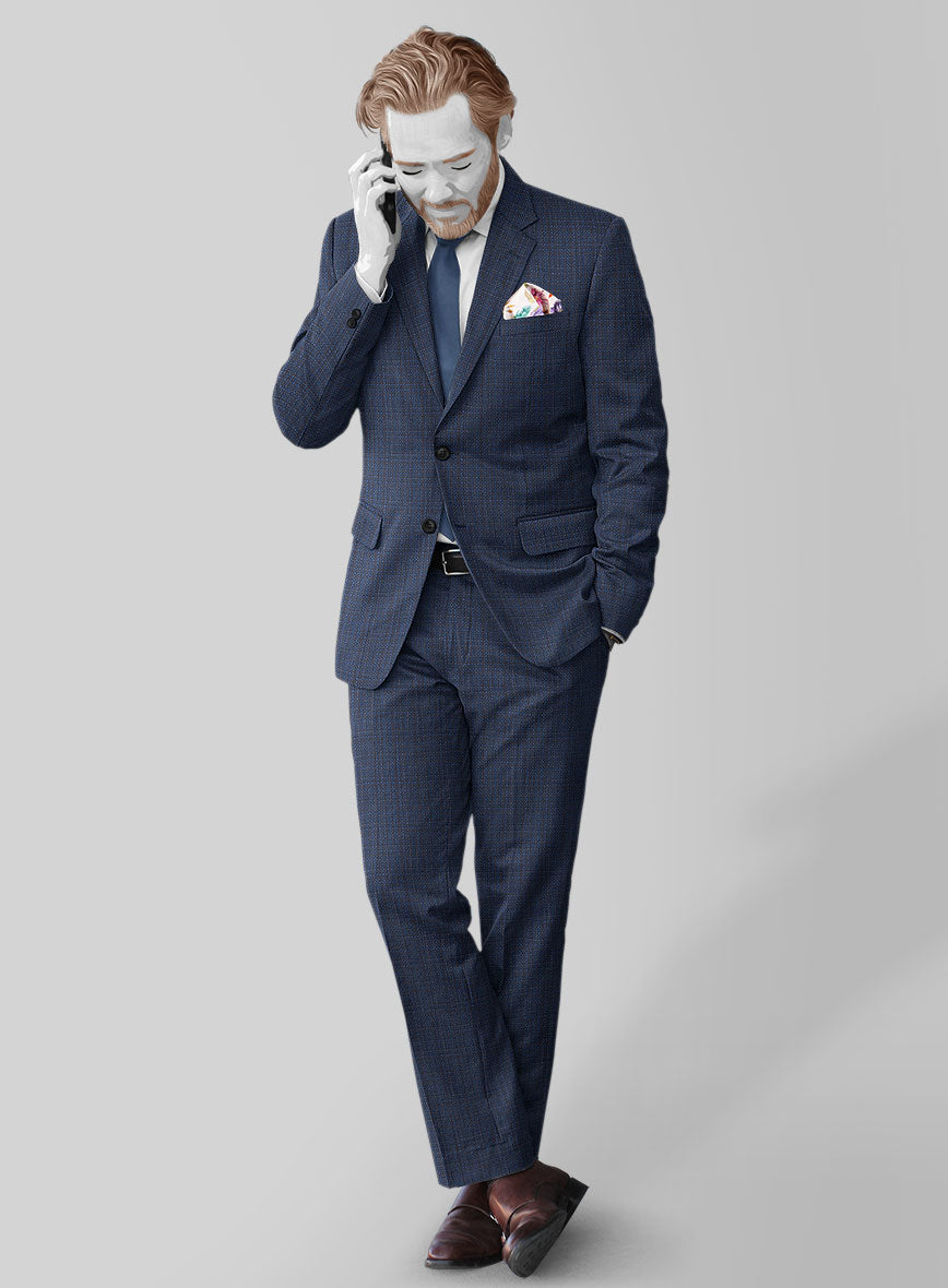 Napolean Retro Blue Wool Suit - StudioSuits