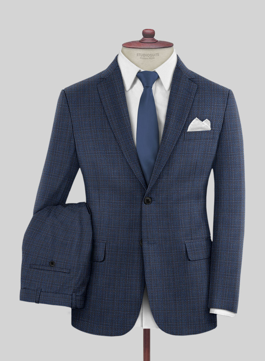 Napolean Retro Blue Wool Suit - StudioSuits