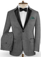 Napolean Sharkskin Gray Wool Tuxedo Suit - StudioSuits