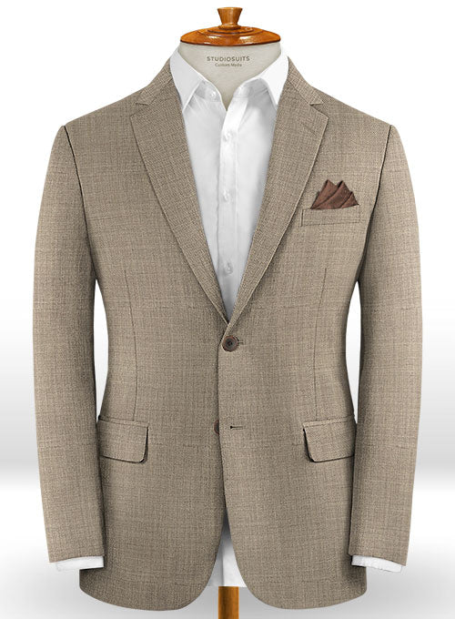 Napolean Sharkskin Light Brown Wool Jacket - StudioSuits