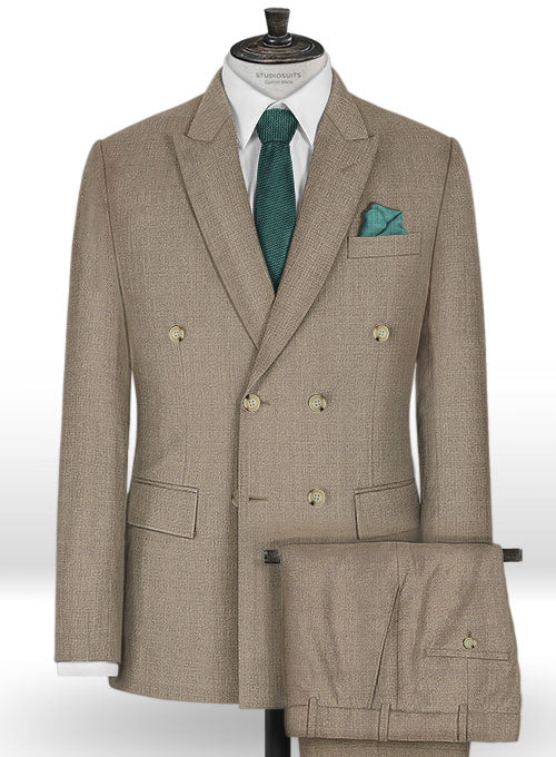 Napolean Sharkskin Light Brown Wool Suit - StudioSuits