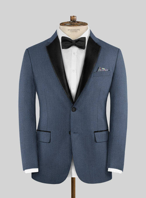 StudioSuits Napolean Slate Blue Wool Tuxedo Suit