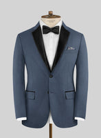 Napolean Slate Blue Wool Tuxedo Suit - StudioSuits