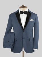 Napolean Slate Blue Wool Tuxedo Suit - StudioSuits