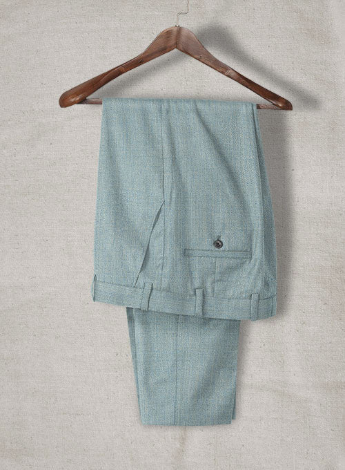 Napolean Stretch Gray Blue Wool Pants - StudioSuits