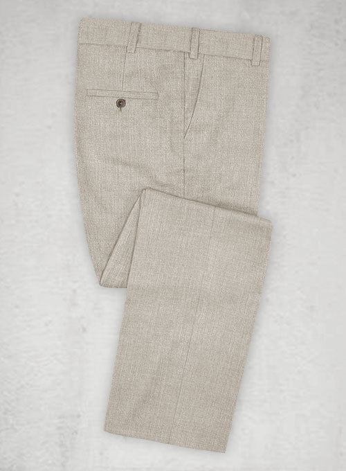 Napolean Stretch Pale Brown Wool Pants - StudioSuits