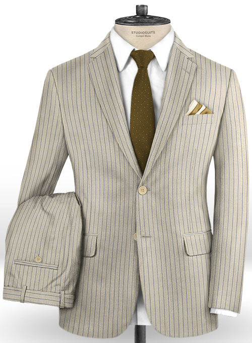 Napolean Stripo Fawn Wool Suit - StudioSuits