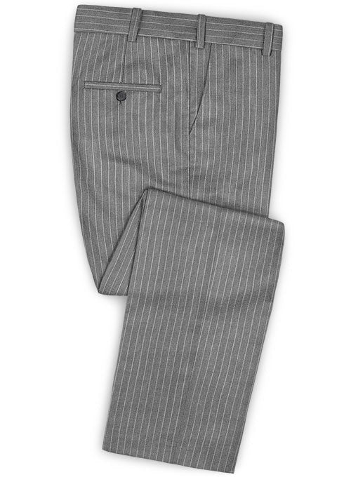 Napolean Stripo Gray Wool Pants - StudioSuits