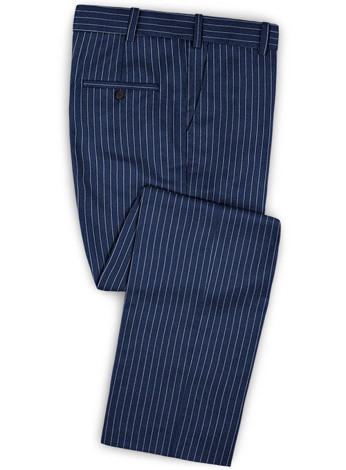 Napolean Stripo Navy Blue Wool Pants - StudioSuits