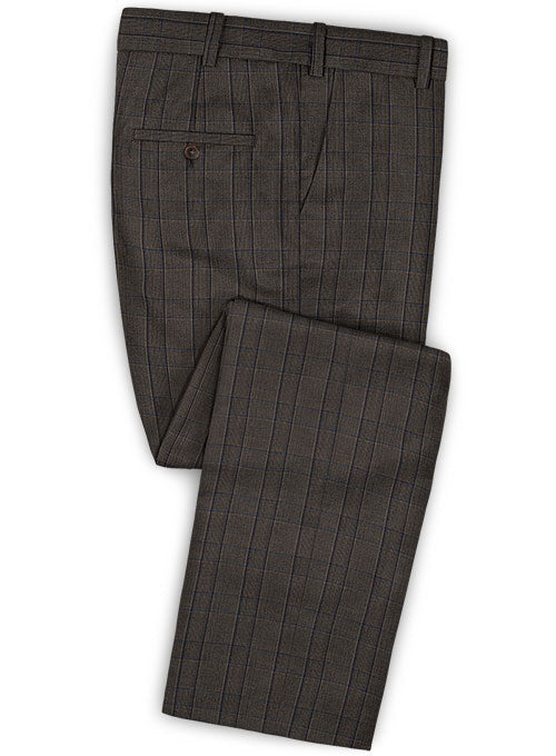 Napolean Strum Gray Brown Wool Pants - StudioSuits