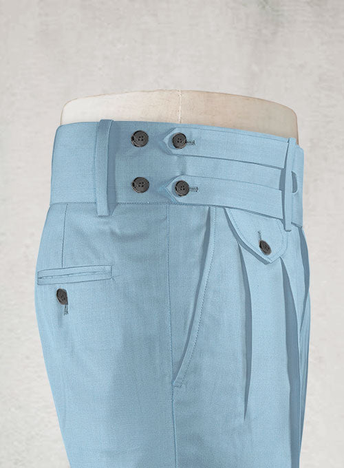 Napolean Taj Blue Double Gurkha Wool Trousers - StudioSuits